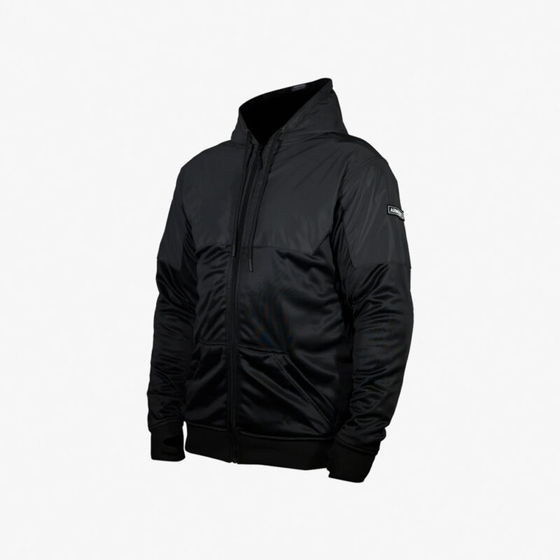 Lazyrolling Armored 2021 Black on Black Performance Hoodie front angle